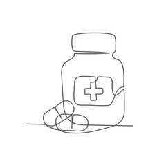 Pills One line drawing on white background