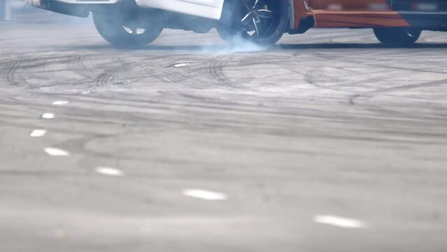 Car emergency braking on the road.