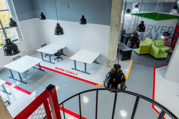 Large empty modern open space office interior