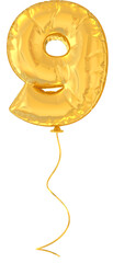 Number 9 Gold Balloon 