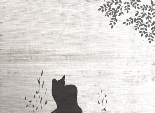 陽だまりの中、光の先を見つめる猫の影, Sunshine and silhouette of cat