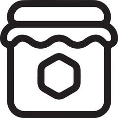 Black line Jar of honey icon isolated on white background. Food bank. Sweet natural food symbol. Vector Illustration