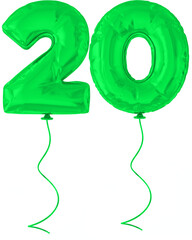 Number 20 Green Balloon 