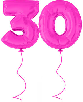 Number 30 Pink Balloon 
