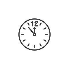 New Year clock line icon