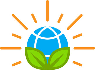 globe with leaf, ecofriendly icon