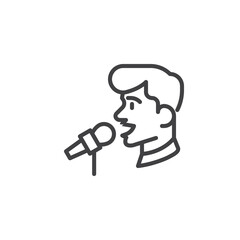 Man with a microphone line icon