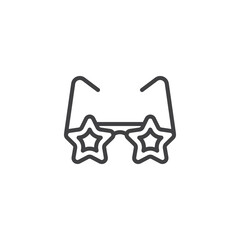 Star shaped glasses line icon