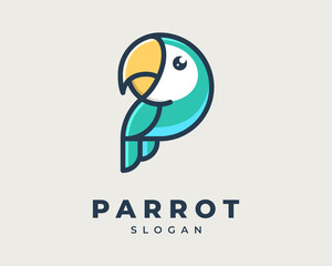 Parrot Bird Macaw Parakeet Beautiful Exotic Fauna Cartoon Mascot Illustration Vector Logo Design © sore.studios