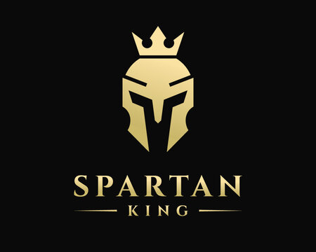 Spartan King Helmet Warrior Crown Gladiator Monarch Knight Medieval Luxury Classy Vector Logo Design