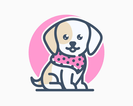 Cute Puppy Dog Pet Canine Adorable Wear Accessories Animal Mascot Cartoon Illustration Vector Logo