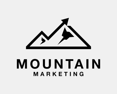 Mountain Arrow Up Peak Growth Business Rock Hill Alpine Alps Statistic Marketing Vector Logo Design