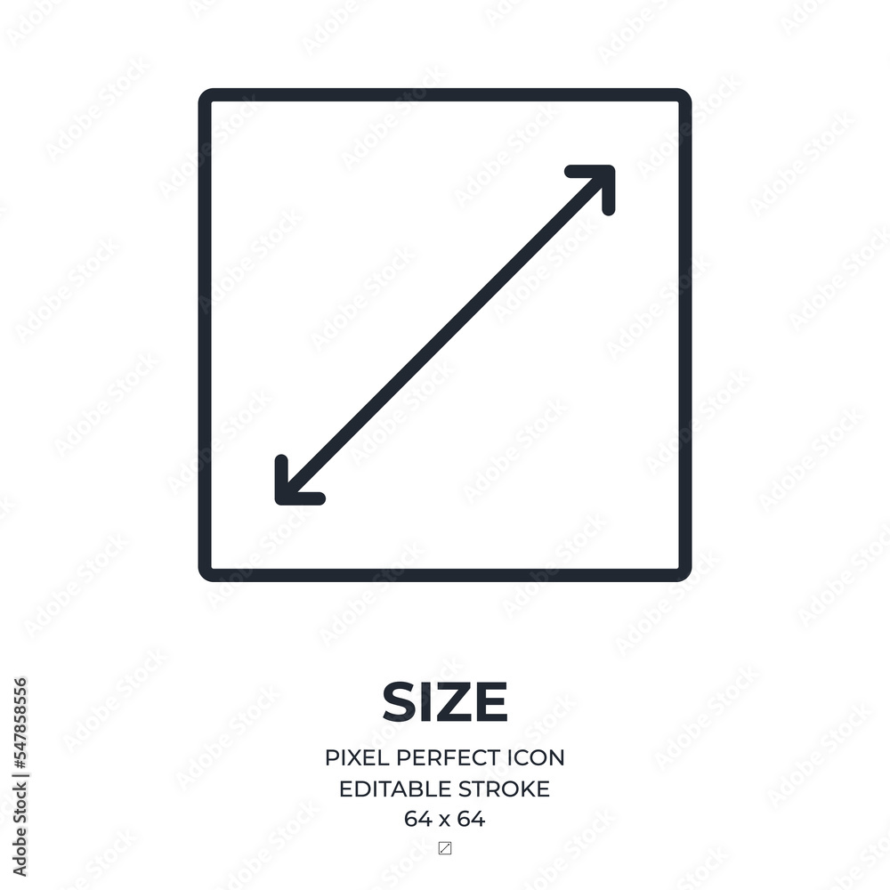 Canvas Prints size and diagonal editable stroke outline icon isolated on white background flat vector illustration