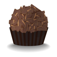 Traditional brazilian sweets brigadeiros. Chocolate balls decorated with chocolate