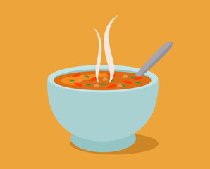 Hot vegetable soup. vector illustration isolated.