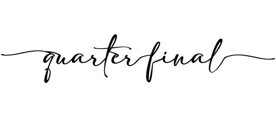Quarter-final Football word Continuous one line calligraphy Minimalistic handwriting with white background