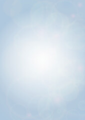 Vector Summer Sun Shine Background with Bokeh Blurred Glowing Gold Circles on Blue Sky.  Blured Sunlight Background. Magic Summertime Print. Calm Defocused Light Design for Posters, Covers, Cards.