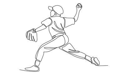 Continuous line of baseball player