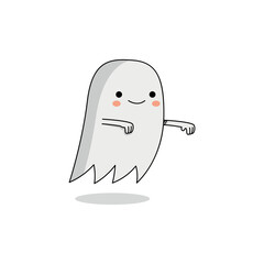 Cute ghost cartoon character flying away