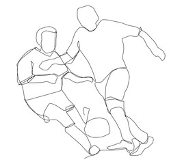 Grab the ball in football. One line art. Continuous line drawing of football on a white background.