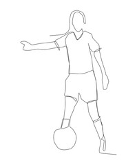 A football player captain gives instructions to another player. One line art. Continuous line drawing 