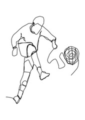 Kick the ball. one line drawing. one-line art. one continues line drawing
