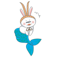 Illustration with white rabbit. Zodiac signs. Hare Capricorn. Capricorn Horoscope. Symbol of 2023.