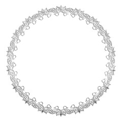 イラスト素材: レトロ、アンティーク、ビンテージのシルバーメタリックのフレーム。銀色の飾り罫オーナメント