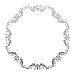 イラスト素材: レトロ、アンティーク、ビンテージのシルバーメタリックのフレーム。銀色の飾り罫オーナメント