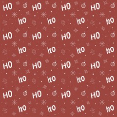 Hohoho Seamless Pattern With Snowflake Snowball. Seamless Texture For Christmas Design