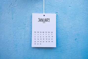 Vintage calendar 2023 handmade hang on the blue wall