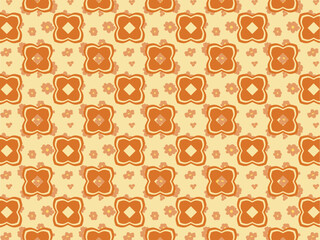 fun 90s seamless pattern orange flowers