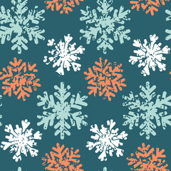 Emerald snowflake christmas seamless pattern for event design. Vector illustration of winter snowflake