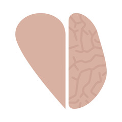 The half of the heart as a whole with the half of the brain. Agreement between the mind and emotions. Flat style. Vector