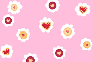 クッキーのイラスト　ポップ　背景ピンク