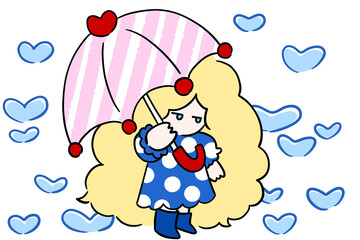 lonely girl with an umbrella illustration