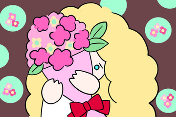 花束を受け取って　小さな女の子　イラスト