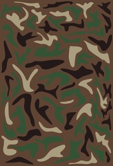  Military camouflage seamless pattern. Camouflage seamless pattern, woodland military design, army uniform clothing, hunting and fishing wear style, soldier material, brutal fashion. Vector illustrati © Rizal