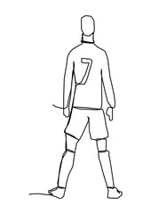 silhouette of a football player. One line art. Continuous line drawing 