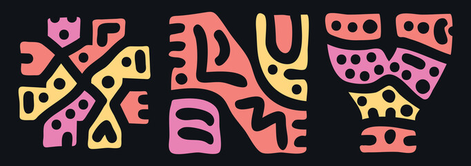 NY Hashtag. Doodle isolate text. Colored curves decorative doodle letters. Trendy popular Hashtag #NY for print, booklet, banner, flyer. Stock vector.