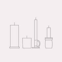 Christmas set of candles. Fire. Vector illustration in trendy style. Editable stroke.