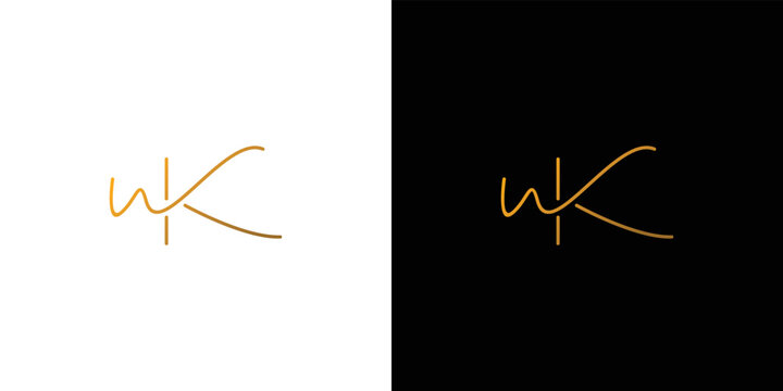 modern and unique handwritten letter WK initials logo design