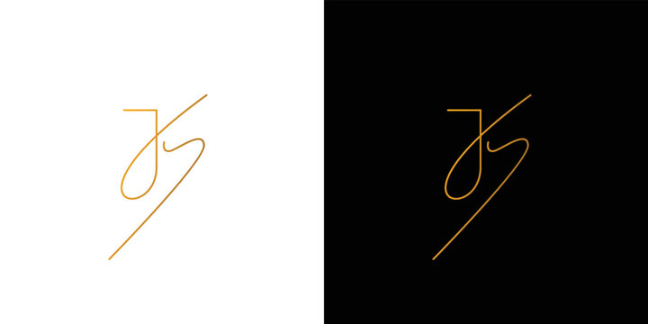 modern and unique handwritten letter JS initials logo design