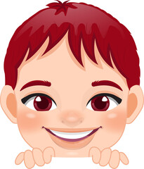 Cute Peekaboo Little Boy or Kid Peeking Boy Cartoon Character