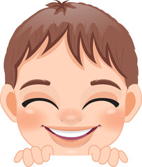 Cute Peekaboo Little Boy or Kid Peeking Boy Cartoon Character