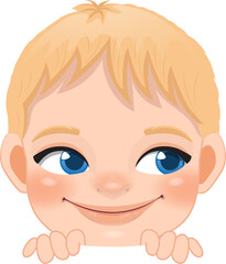 Cute Peekaboo Little Boy or Kid Peeking Boy Cartoon Character