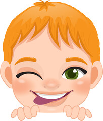 Cute Peekaboo Little Boy or Kid Peeking Boy Cartoon Character