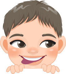Cute Peekaboo Little Boy or Kid Peeking Boy Cartoon Character
