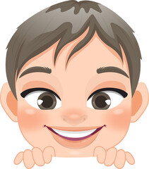 Cute Peekaboo Little Boy or Kid Peeking Boy Cartoon Character