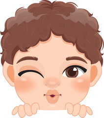Cute Peekaboo Little Boy or Kid Peeking Boy Cartoon Character